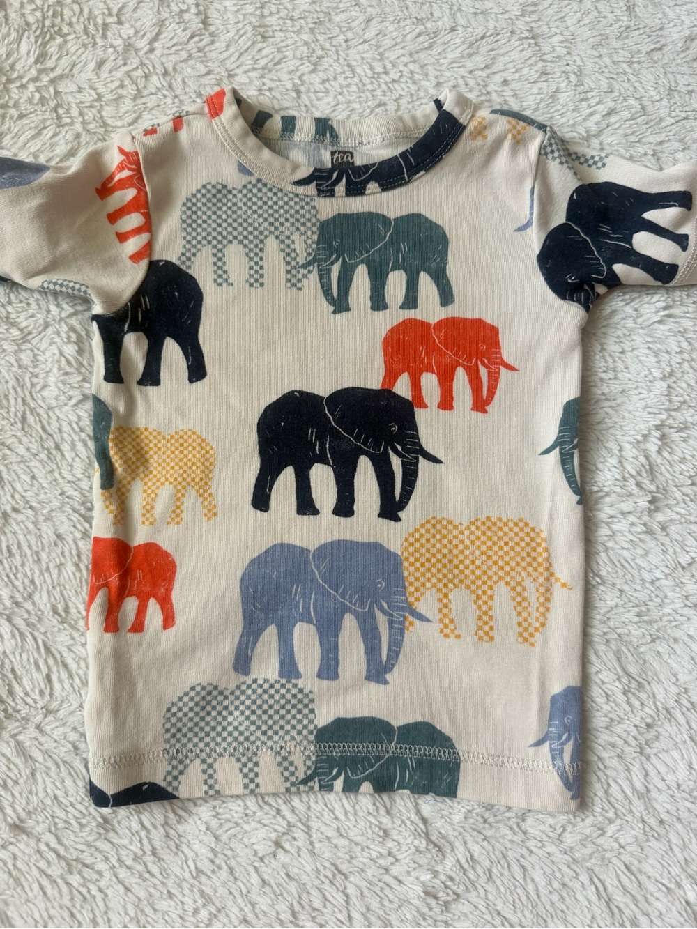 Tea Collection Toddler Boys Elephant Pajama Top Size 4 Cotton
